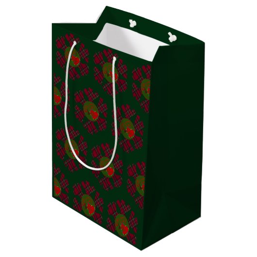Gift Bag Plaid Snowflake Medium Cadeauzakje (Achterkant Gekanteld)