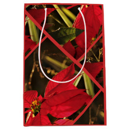 Gift Bag - Poinsettia Kerstfeestdag Medium Cadeauzakje