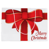 Gift Bag - Red Bow & Ribbon op wit Large Cadeautasje (Achterkant)