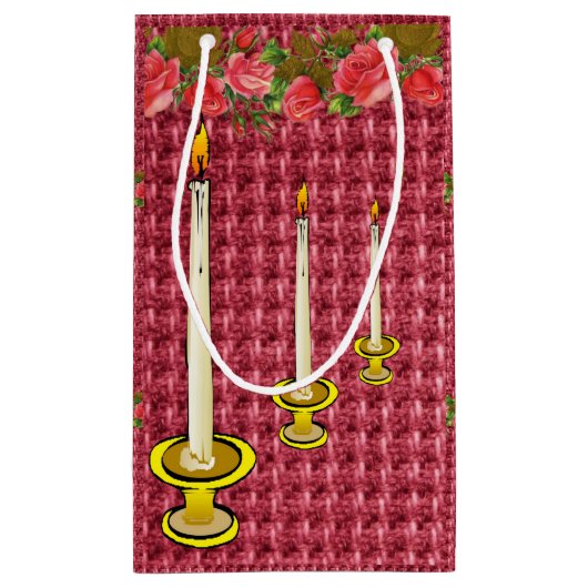 Gift Bag Red Floral Candles Klein Cadeauzakje (Achterkant)