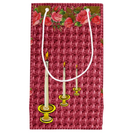 Gift Bag Red Floral Candles Klein Cadeauzakje (Voorkant)
