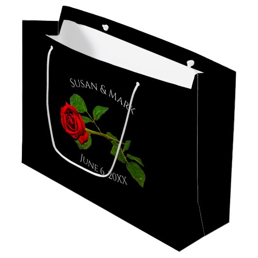 Gift Bag, Red Rose Collectie, zwart/rood Groot Cadeauzakje (Voorkant Gekanteld)