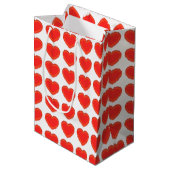 Gift Bag - Rode harten in 3-D Medium Cadeauzakje (Voorkant Gekanteld)