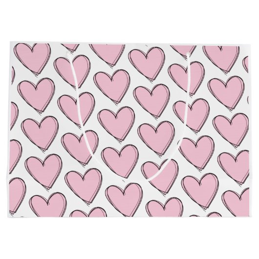 Gift Bag - Roze harten Groot Cadeauzakje (Achterkant)