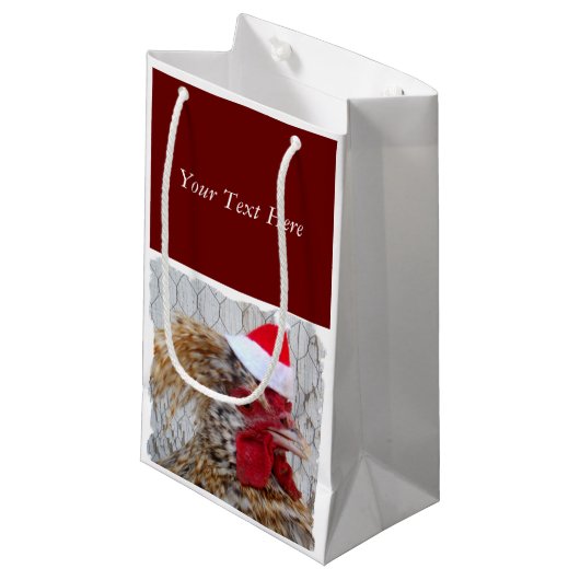 Gift Bag - Santa Rooster Klein Cadeauzakje (Voorkant Gekanteld)