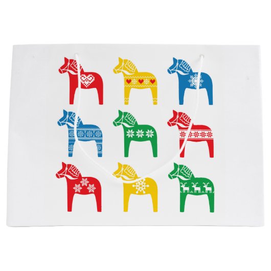 GIFT BAG SCANDINAVIAN DALA HORSE DESIGN GROOT CADEAUZAKJE (Voorkant)