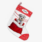 Gift Bag Schnauzer Terrier Puppy Snowflake Border Grote Kerstsok (Voorkant (Hangend))