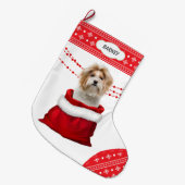 Gift Bag Shih Tzu Snowflake Border Grote Kerstsok (Voorkant (Hangend))