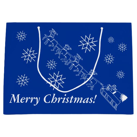 Gift Bag - Sinterklaas en Slaap in sneeuw (lrg) Large Cadeautasje (Voorkant)