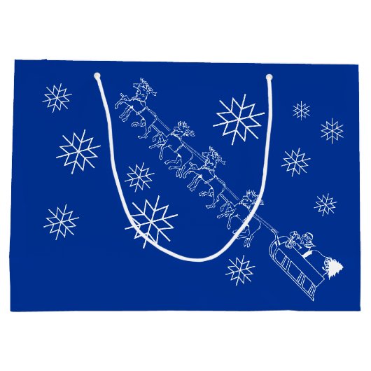 Gift Bag - Sinterklaas en Slaap in sneeuw (lrg) Large Cadeautasje (Achterkant)