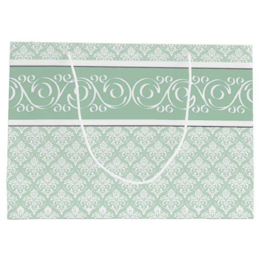 Gift Bag - Soft Jade Damask Groot Cadeauzakje (Achterkant)