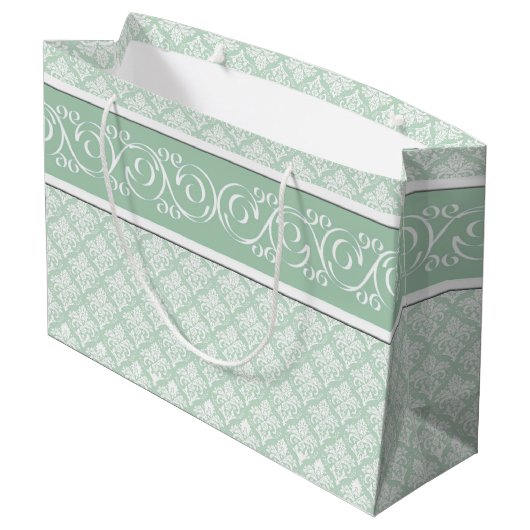 Gift Bag - Soft Jade Damask Groot Cadeauzakje (Achterkant Gekanteld)