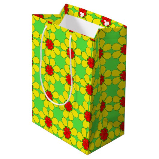 Gift Bag - Stijlvolle Dagen op groen Medium Cadeauzakje (Achterkant Gekanteld)