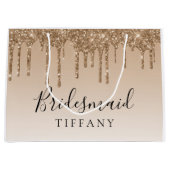 Gift Bag - Tan Gold Glitter Drip Bridesmaid Groot Cadeauzakje (Voorkant)