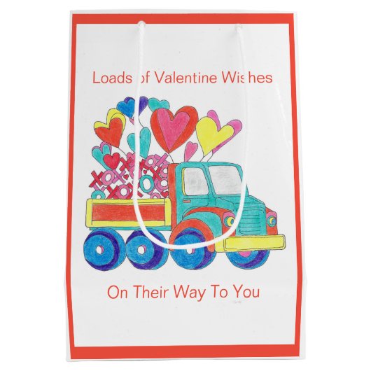 Gift Bag Truck Hearts Medium Cadeauzakje (Achterkant)