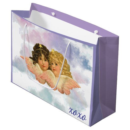 GIFT BAG TWIN ANGELS IN PASTELS  GROOT CADEAUZAKJE (Voorkant Gekanteld)