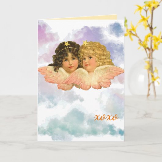 GIFT BAG TWIN ANGELS IN PASTELS  KAART (Gele Bloem)