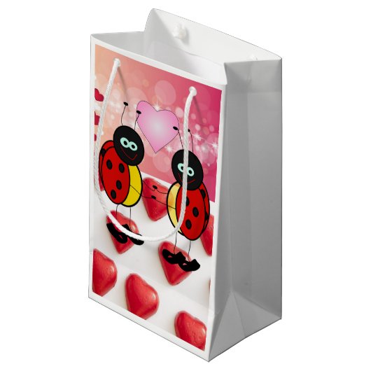 Gift Bag Valentijns Ladybug Klein Cadeauzakje (Voorkant Gekanteld)