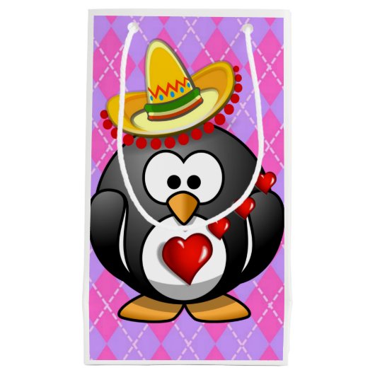 Gift Bag Valentijnse Penguin Klein Cadeauzakje (Voorkant)