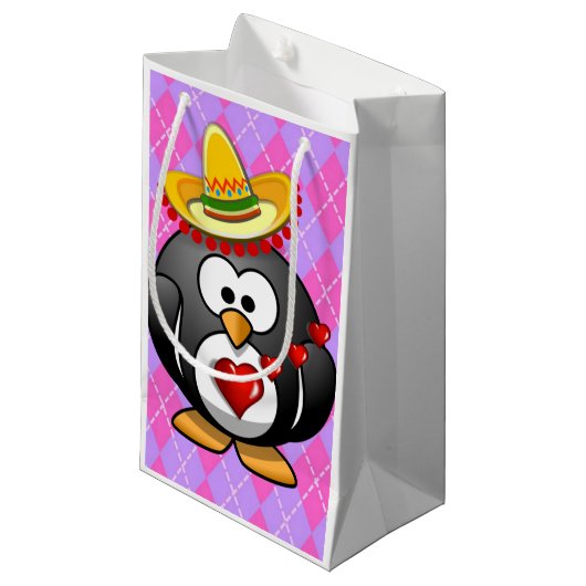 Gift Bag Valentijnse Penguin Klein Cadeauzakje (Voorkant Gekanteld)