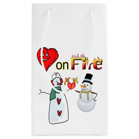 Gift Bag Valentijns's Heart Fire Sneeuwman Klein Cadeauzakje (Achterkant)