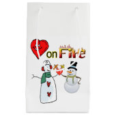 Gift Bag Valentijns's Heart Fire Sneeuwman Klein Cadeauzakje (Voorkant)