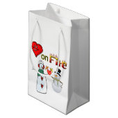 Gift Bag Valentijns's Heart Fire Sneeuwman Klein Cadeauzakje (Voorkant Gekanteld)