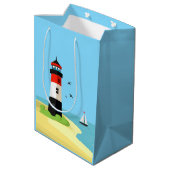 Gift Bag van de Scène van de vuurtoren Medium Cadeauzakje (Achterkant Gekanteld)