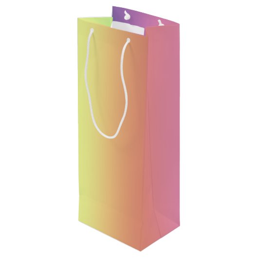 Gift Bag - Verticale regenboogstrips Wijn Cadeautas (Achterkant Gekanteld)
