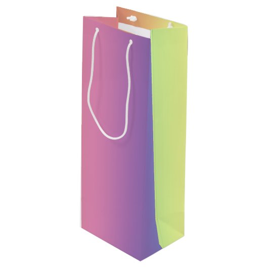 Gift Bag - Verticale regenboogstrips Wijn Cadeautas (Voorkant Gekanteld)