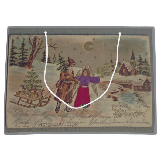 Gift Bag VINTAGE CHRISTMAS SCENE Groot Cadeauzakje (Voorkant)