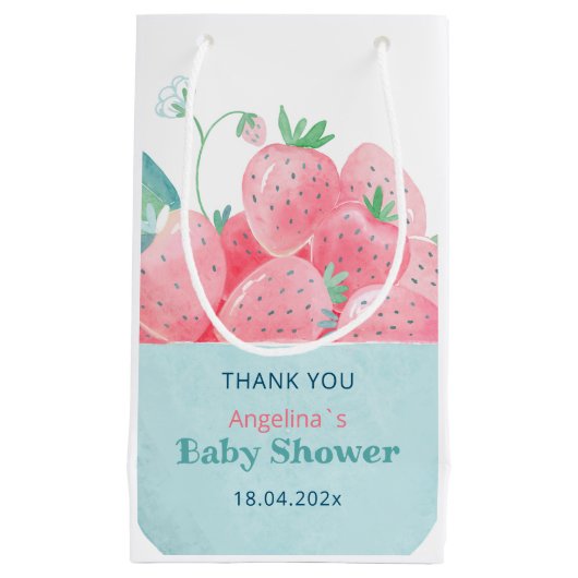 Gift Bag voor baby shower schattige aardbeien Klein Cadeauzakje (Voorkant)