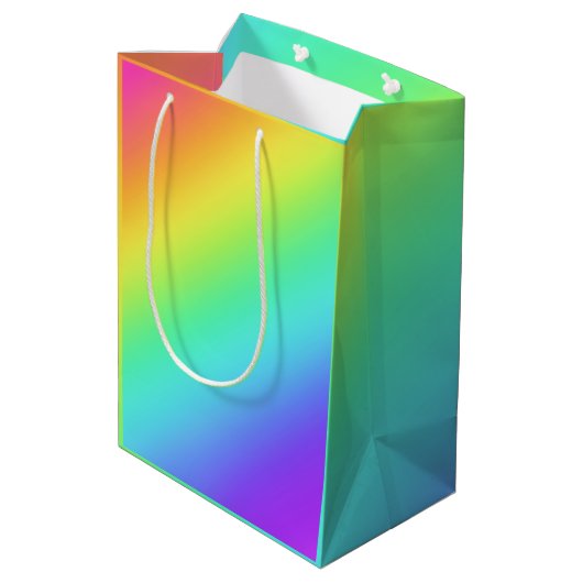 Gift Bag voor heldere regenbooggradiënt Medium Cadeauzakje (Achterkant Gekanteld)