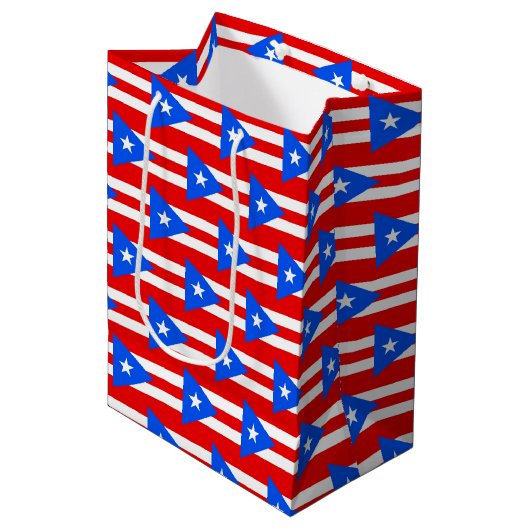 Gift Bag with flag of Puerto Rico, USA Medium Cadeauzakje (Voorkant Gekanteld)