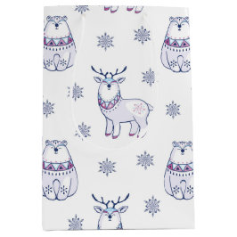 Gift Bag with Polar Bears and Reindeers Medium Cadeauzakje