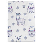 Gift Bag with Polar Bears and Reindeers Medium Cadeauzakje (Achterkant)