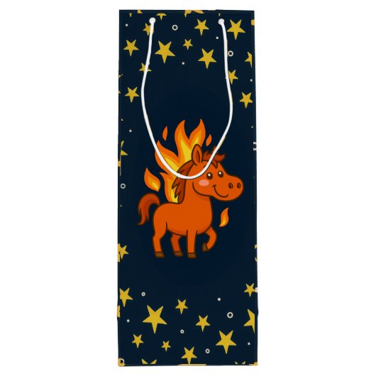 Gift Bag with red horse Wijn Cadeautas (Achterkant)