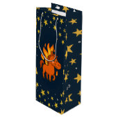 Gift Bag with red horse Wijn Cadeautas (Voorkant Gekanteld)