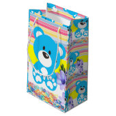 Gift Bag Yellow en Blue Teddy Bear Stripe Klein Cadeauzakje (Achterkant Gekanteld)