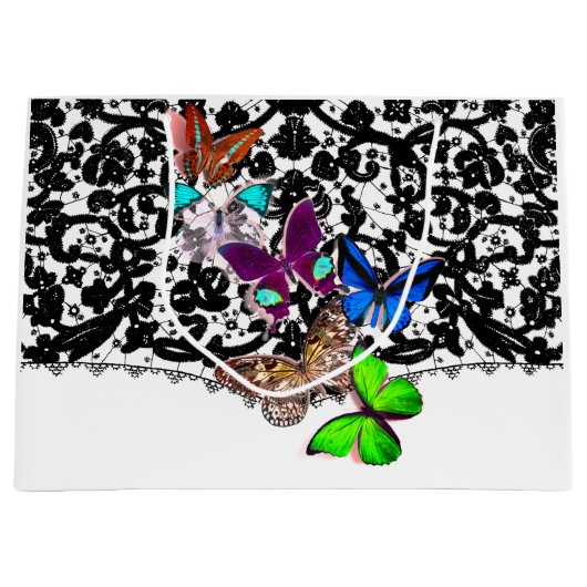 GIFT BAGS ANTIEK LACE EN BUTTERFLIES GROOT CADEAUZAKJE (Voorkant)