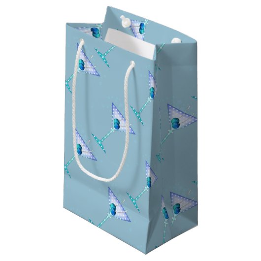 GIFT BAGS, BLUE MARTINI-ONTWERP KLEIN CADEAUZAKJE (Voorkant Gekanteld)