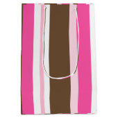 Gift Bags Brown & Pink Stripe Medium Cadeauzakje (Achterkant)