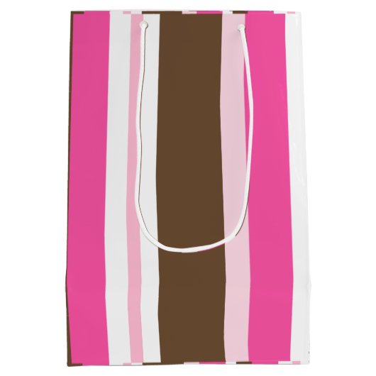 Gift Bags Brown & Pink Stripe Medium Cadeauzakje (Achterkant)