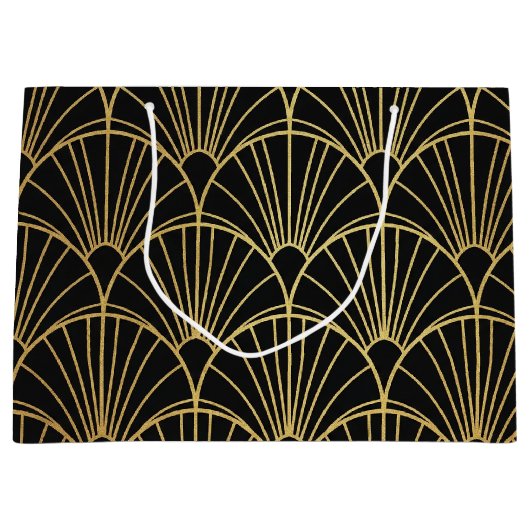 Gift Bags Gold Geometric and Art Deco Patterned Groot Cadeauzakje (Voorkant)