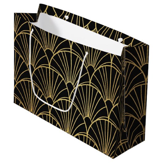 Gift Bags Gold Geometric and Art Deco Patterned Groot Cadeauzakje (Voorkant Gekanteld)