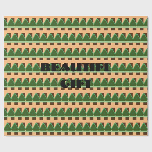 GIFT _BEAUTIFUL_LETTER_TREE_GREEN__BROWN_BLACK CADEAUPAPIER (Vlak)