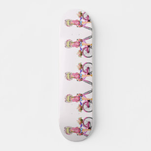 Gift Blonde Girl en Pink Bike Skateboard