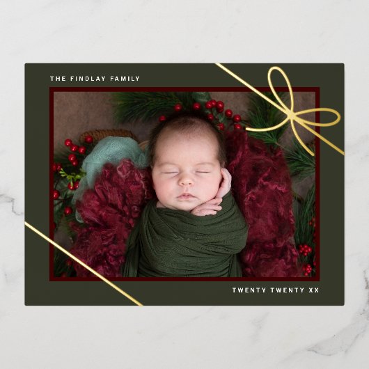 Gift Bow Nieuwe Baby Foto Vakantie Aankondiging Ge (Voorkant)