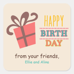 Gift box Birthday Party Vierkante Sticker