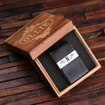 Gift Box en Black Leather Business Card Holder